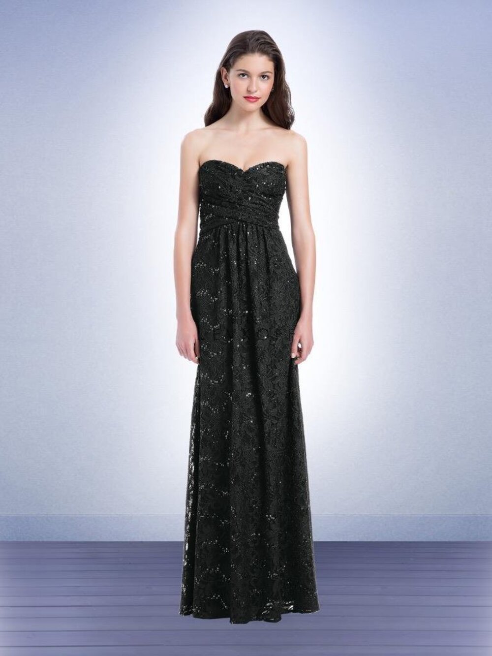 Bill Levkoff 1175 Bridesmaid Dress Black Strapless Sequin Lace Long 10 NWT